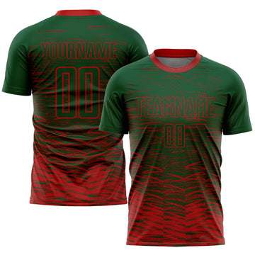 Custom Green Red Sublimation Soccer Uniform Jersey