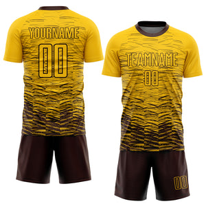 Custom Yellow Brown Sublimation Soccer Uniform Jersey