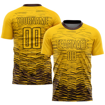 Custom Yellow Brown Sublimation Soccer Uniform Jersey