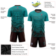 Load image into Gallery viewer, Custom Teal Brown Sublimation Soccer Uniform Jersey
