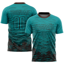 Load image into Gallery viewer, Custom Teal Brown Sublimation Soccer Uniform Jersey
