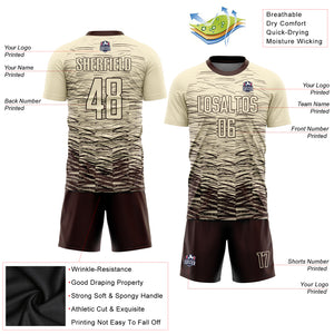 Custom Cream Brown Sublimation Soccer Uniform Jersey