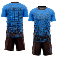 Load image into Gallery viewer, Custom Electric Blue Brown Sublimation Soccer Uniform Jersey
