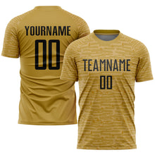 Load image into Gallery viewer, Custom Old Gold Black Sublimation Soccer Uniform Jersey
