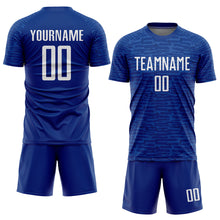 Load image into Gallery viewer, Custom Royal White Sublimation Soccer Uniform Jersey
