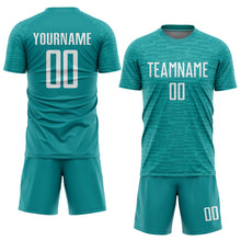 Load image into Gallery viewer, Custom Teal White Sublimation Soccer Uniform Jersey
