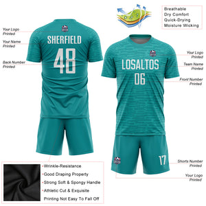 Custom Teal White Sublimation Soccer Uniform Jersey