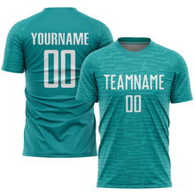 Load image into Gallery viewer, Custom Teal White Sublimation Soccer Uniform Jersey
