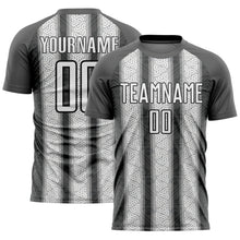 Load image into Gallery viewer, Custom Steel Gray White-Black Ethnic Stripes Sublimation Soccer Uniform Jersey

