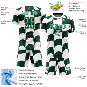 Custom White Green Plaid Sublimation Soccer Uniform Jersey