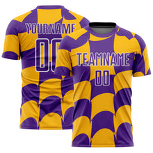 Load image into Gallery viewer, Custom Purple Gold-White Plaid Sublimation Soccer Uniform Jersey

