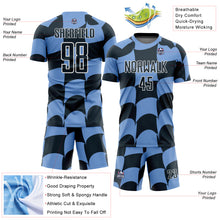Load image into Gallery viewer, Custom Light Blue Royal-White Plaid Sublimation Soccer Uniform Jersey
