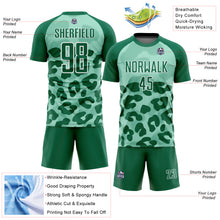 Load image into Gallery viewer, Custom Pea Green Kelly Green-White Animal Print Sublimation Soccer Uniform Jersey
