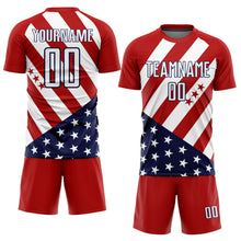 Load image into Gallery viewer, Custom Red White-Navy Vintage American Flag Sublimation Soccer Uniform Jersey
