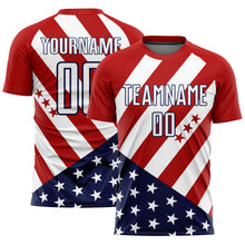 Load image into Gallery viewer, Custom Red White-Navy Vintage American Flag Sublimation Soccer Uniform Jersey
