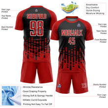 Load image into Gallery viewer, Custom Red Black-White Abstract Fluid Wave Sublimation Soccer Uniform Jersey
