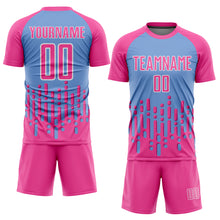 Load image into Gallery viewer, Custom Pink Light Blue-White Abstract Fluid Wave Sublimation Soccer Uniform Jersey
