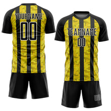 Load image into Gallery viewer, Custom Black Yellow-White Sublimation Soccer Uniform Jersey
