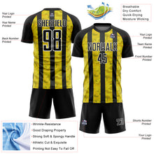 Load image into Gallery viewer, Custom Black Yellow-White Sublimation Soccer Uniform Jersey
