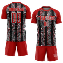 Load image into Gallery viewer, Custom Red Black-White Flowers Sublimation Soccer Uniform Jersey
