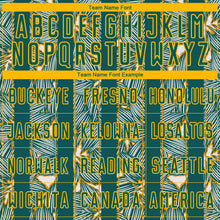Load image into Gallery viewer, Custom Midnight Green Gold Flowers Sublimation Soccer Uniform Jersey
