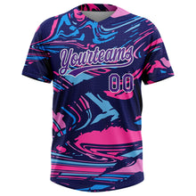 Load image into Gallery viewer, Custom Figure Purple Navy-Pink 3D Pattern Two-Button Unisex Softball Jersey
