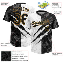 Load image into Gallery viewer, Custom Graffiti Pattern Black-Old Gold 3D Two-Button Unisex Softball Jersey
