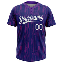 Load image into Gallery viewer, Custom Purple White 3D Pattern Two-Button Unisex Softball Jersey

