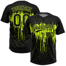 Load image into Gallery viewer, Custom Black Black-Neon Green 3D Pattern Two-Button Unisex Softball Jersey
