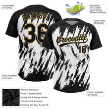 Load image into Gallery viewer, Custom White Black-Old Gold 3D Pattern Two-Button Unisex Softball Jersey

