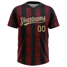 Load image into Gallery viewer, Custom Black Vegas Gold-Red 3D Pattern Two-Button Unisex Softball Jersey
