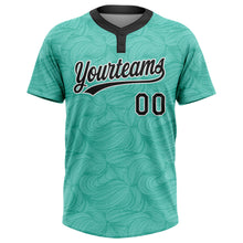 Load image into Gallery viewer, Custom Teal Black-White 3D Pattern Two-Button Unisex Softball Jersey
