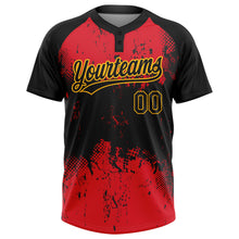 Load image into Gallery viewer, Custom Red Black-Gold 3D Pattern Two-Button Unisex Softball Jersey
