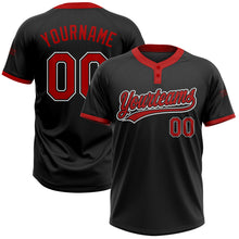 Load image into Gallery viewer, Custom Black Red-White Two-Button Unisex Softball Jersey
