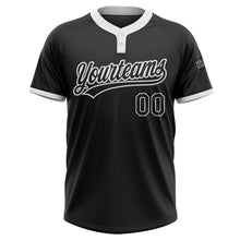 Load image into Gallery viewer, Custom Black Black-White Two-Button Unisex Softball Jersey

