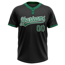 Load image into Gallery viewer, Custom Black Kelly Green-White Two-Button Unisex Softball Jersey
