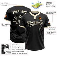 Load image into Gallery viewer, Custom Black Black-Cream Two-Button Unisex Softball Jersey
