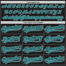 Load image into Gallery viewer, Custom Black Teal-White Two-Button Unisex Softball Jersey
