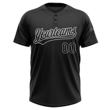 Load image into Gallery viewer, Custom Black Black-Gray Two-Button Unisex Softball Jersey
