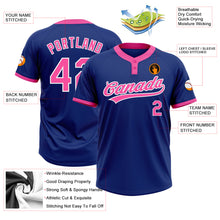 Load image into Gallery viewer, Custom Royal Pink-White Two-Button Unisex Softball Jersey
