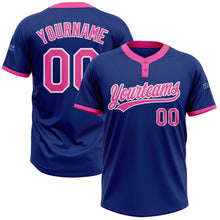 Load image into Gallery viewer, Custom Royal Pink-White Two-Button Unisex Softball Jersey
