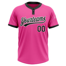 Load image into Gallery viewer, Custom Pink Black-White Two-Button Unisex Softball Jersey
