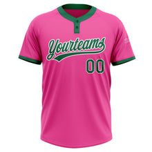 Load image into Gallery viewer, Custom Pink Kelly Green-White Two-Button Unisex Softball Jersey
