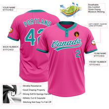 Load image into Gallery viewer, Custom Pink Teal-White Two-Button Unisex Softball Jersey
