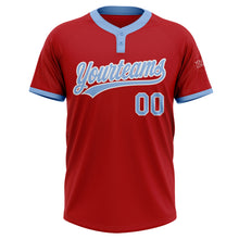 Load image into Gallery viewer, Custom Red Light Blue-White Two-Button Unisex Softball Jersey
