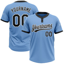 Load image into Gallery viewer, Custom Light Blue Black-White Two-Button Unisex Softball Jersey
