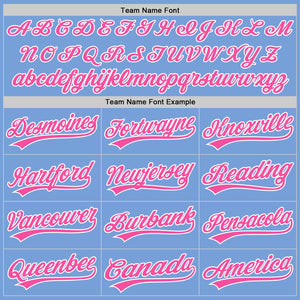 Custom Light Blue Pink-White Two-Button Unisex Softball Jersey
