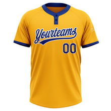 Load image into Gallery viewer, Custom Gold Royal-White Two-Button Unisex Softball Jersey
