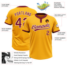 Load image into Gallery viewer, Custom Gold Crimson-White Two-Button Unisex Softball Jersey
