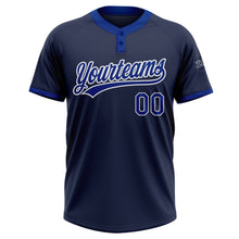Load image into Gallery viewer, Custom Navy Royal-White Two-Button Unisex Softball Jersey
